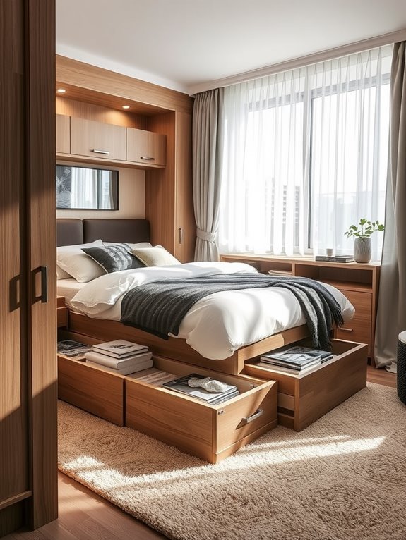 bed with storage drawers