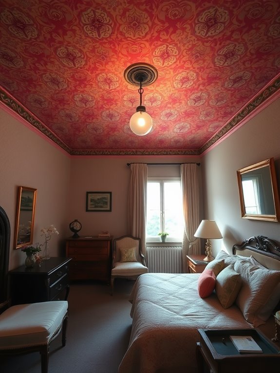 bold wallpaper ceiling design