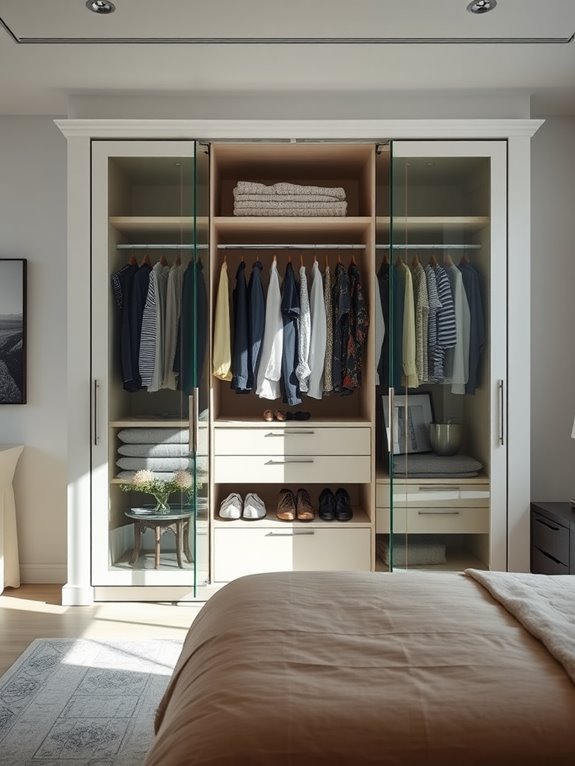 glass door built in wardrobe