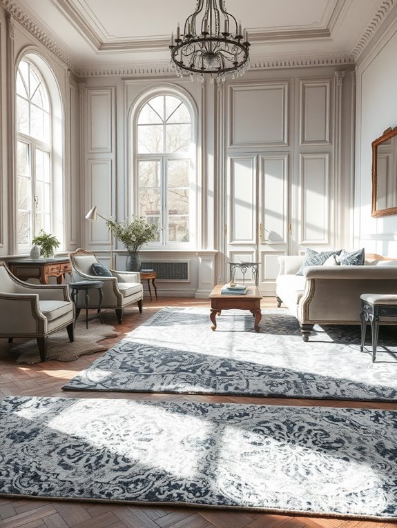 grey and white rugs