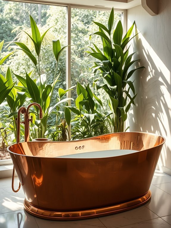 luxurious copper soaking tub