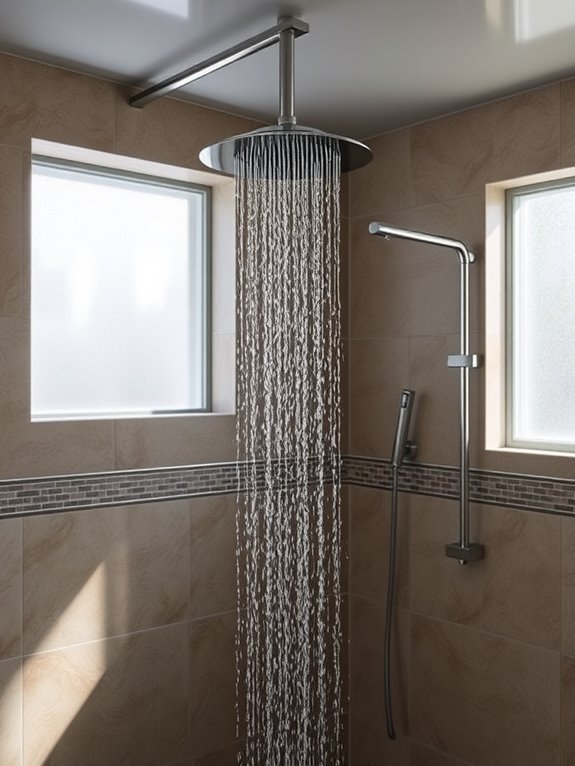 luxurious overhead water flow