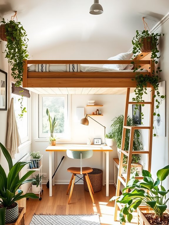 maximize space with lofted bed