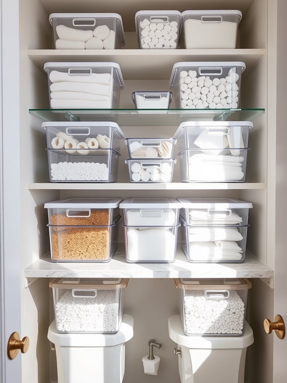 organize with clear bins