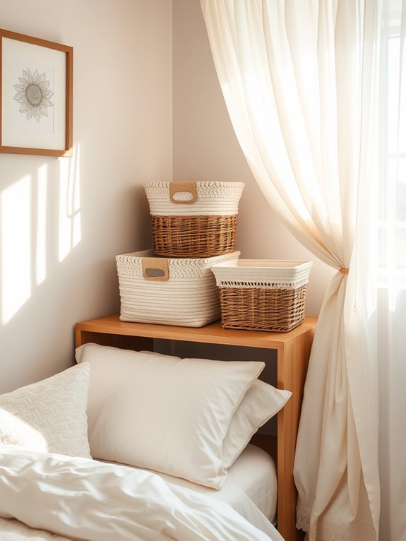 organize with decorative baskets