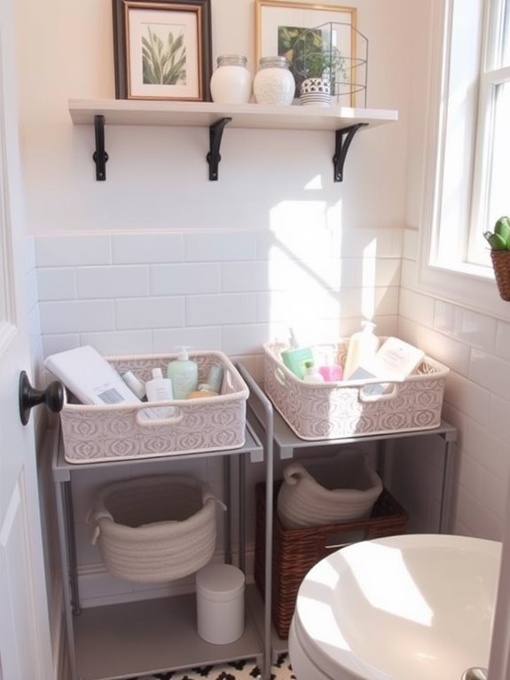 organize with decorative baskets