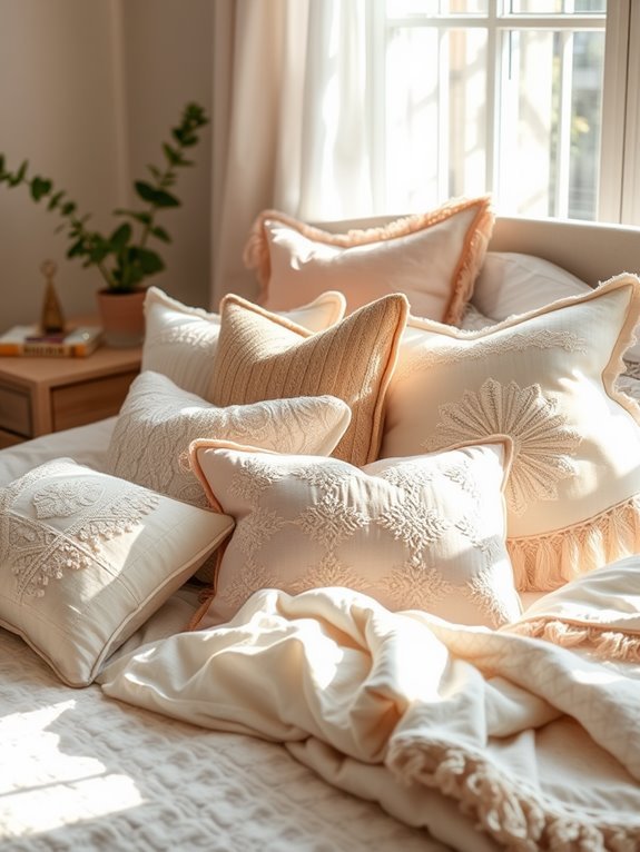 pillows arranged for aesthetics