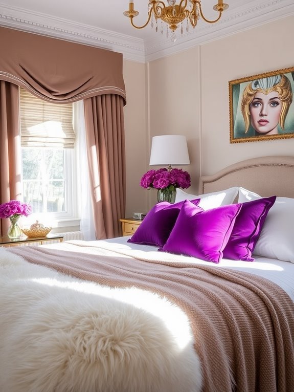 purple throw pillow accents