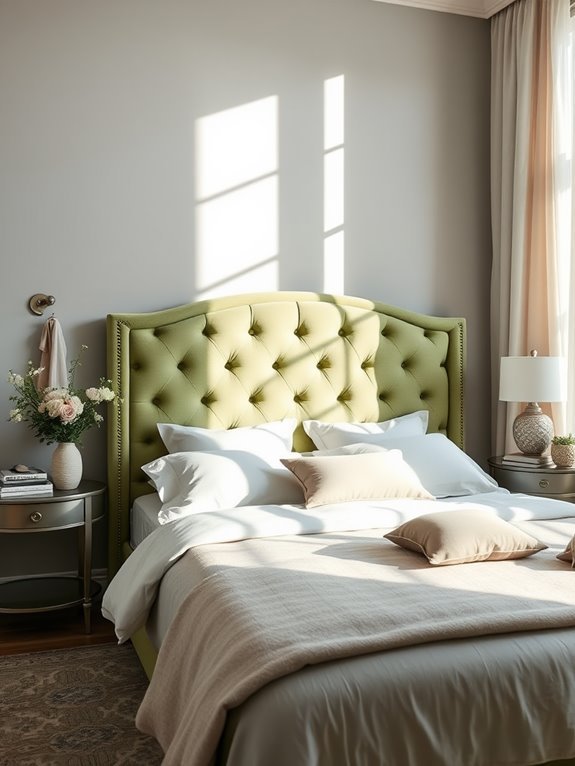 sage green headboard focal point