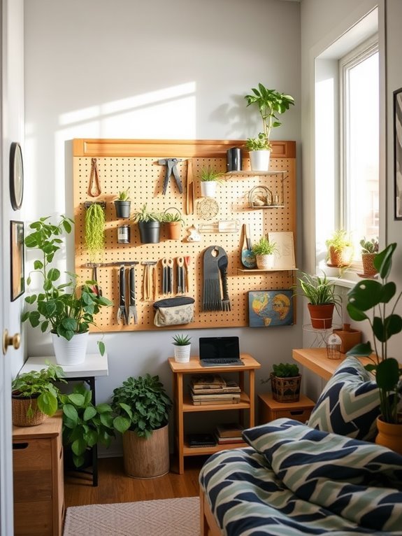 set up pegboard organizer