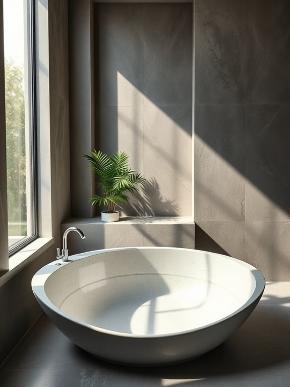 sleek modern concrete bathtubs