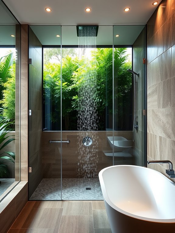 spacious outdoor shower experience
