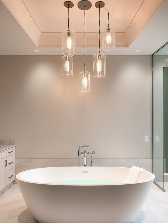 stylish lighting above bathtub