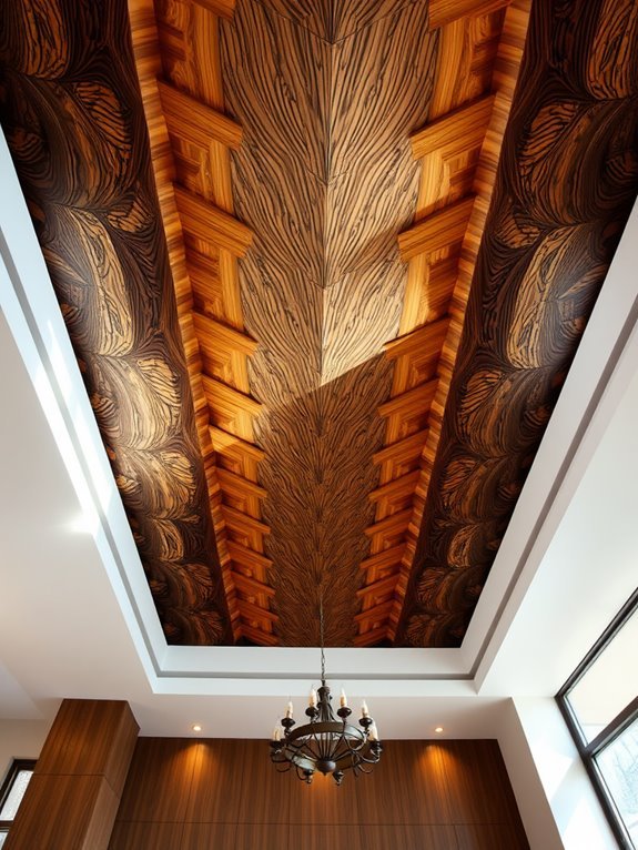 textured wooden ceiling design