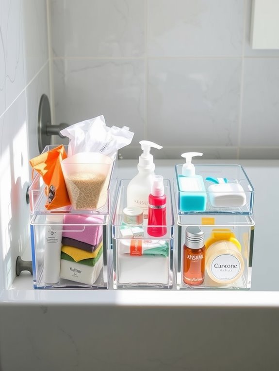 transparent organizational storage bins