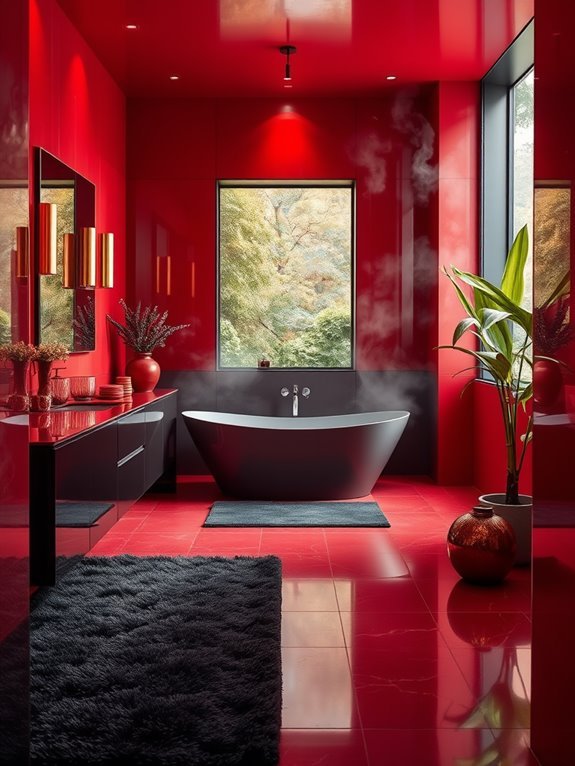 vibrant red with charcoal