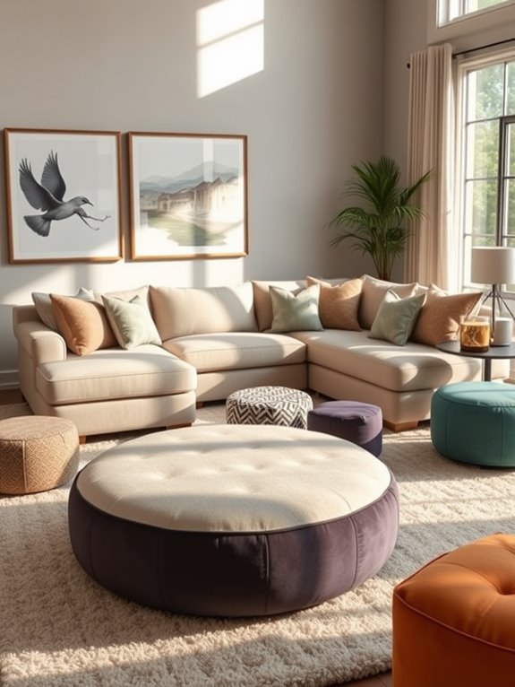add ottomans or poufs