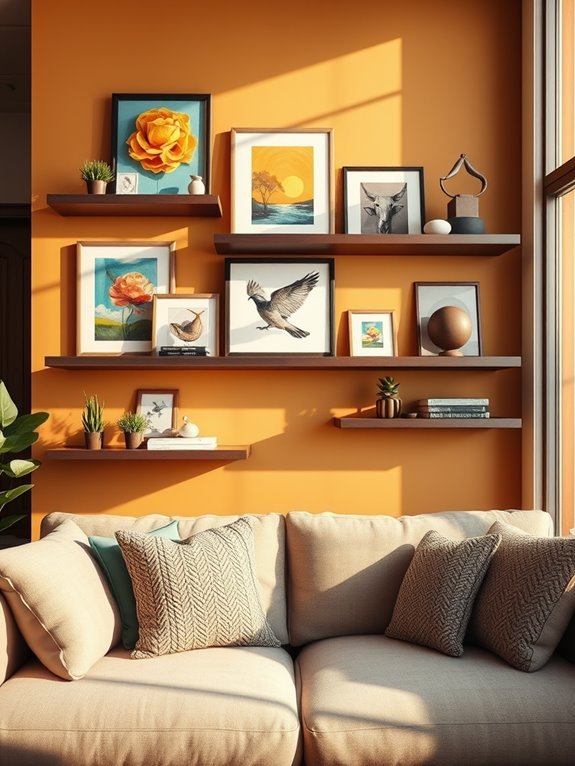 artwork display with shelves