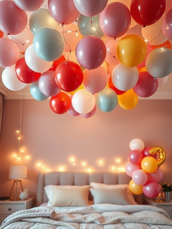 balloons suspended from ceiling