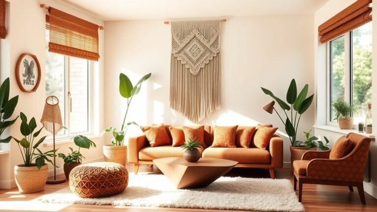 boho mid century living room