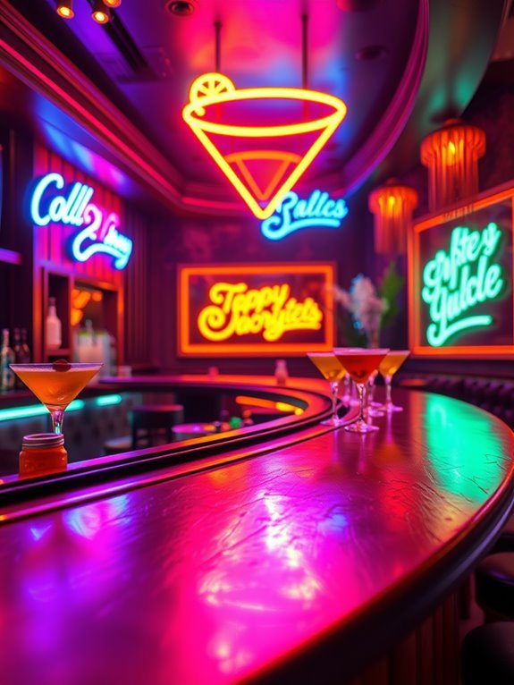 brightly lit neon signage