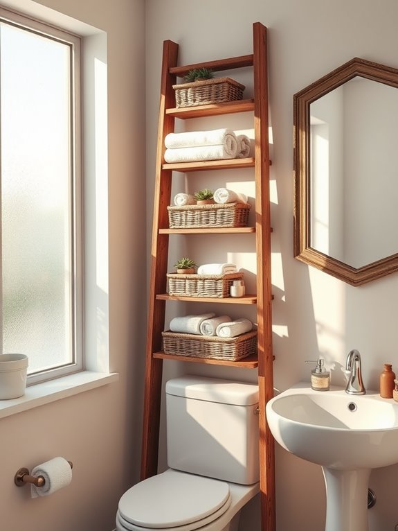 classic wooden ladder holder