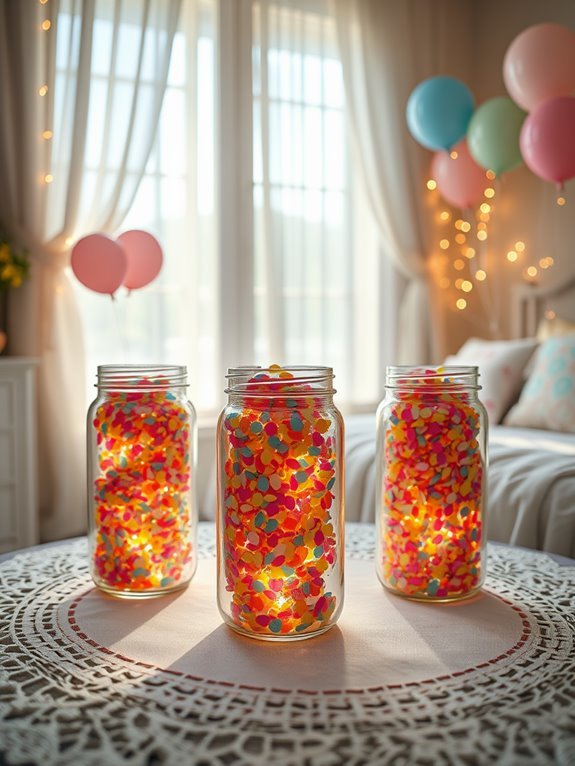 colorful festive decoration jars