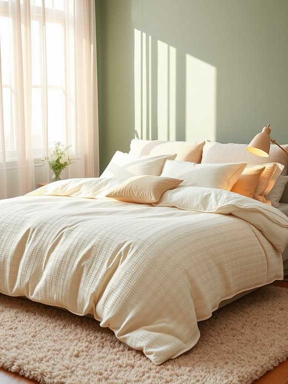 comfortable cream bed linens