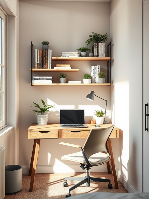 corner shelving workspace design