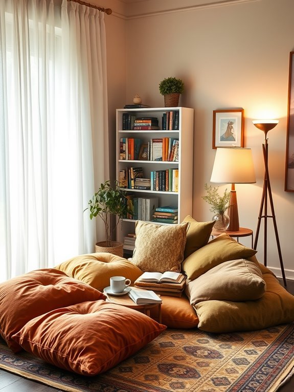 cozy floor cushion setup