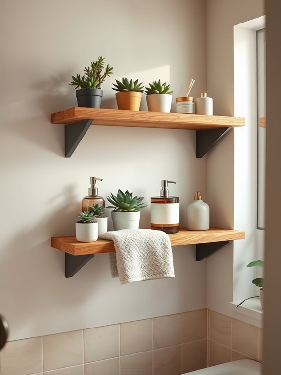 cozy rustic wooden shelves