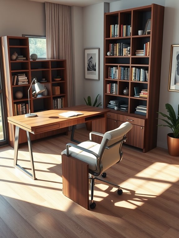 desk and bookshelf combo