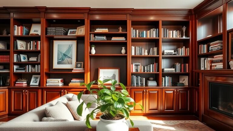 elegant living room shelving