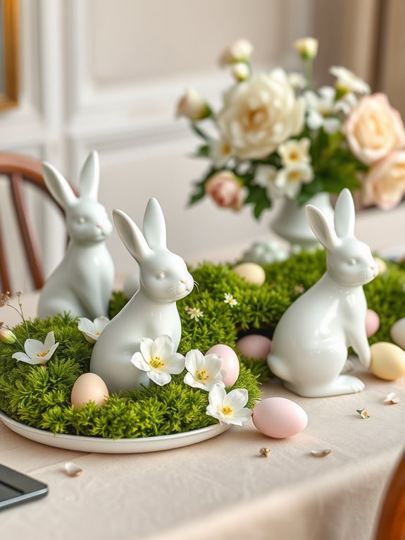 elegant white bunny decor