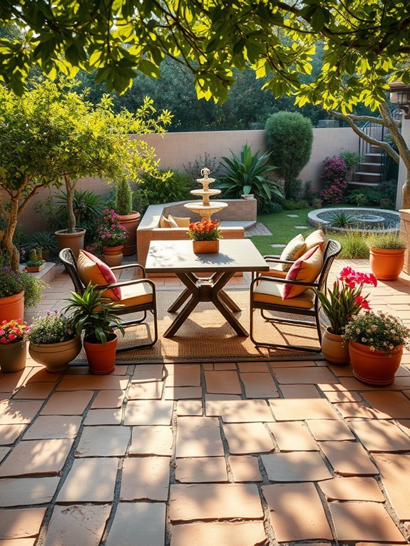 flagstone patio with furniture