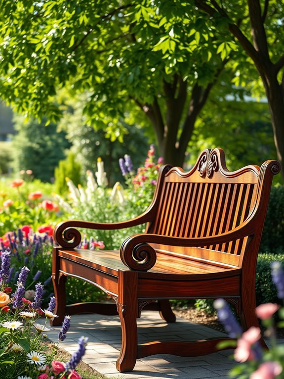garden enhancing wooden benches
