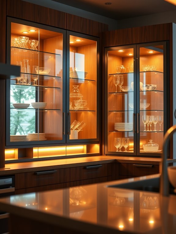 illuminated cabinet display shelves