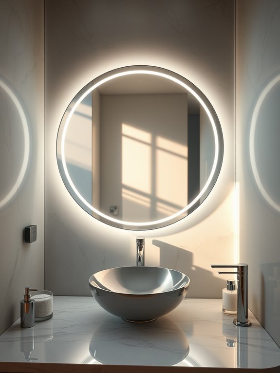 illuminated circular vanity mirror