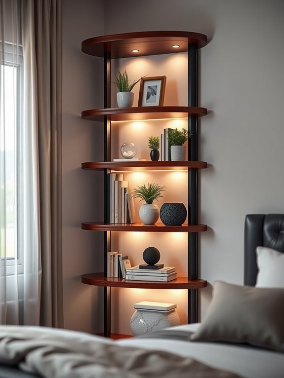 illuminated corner shelf design