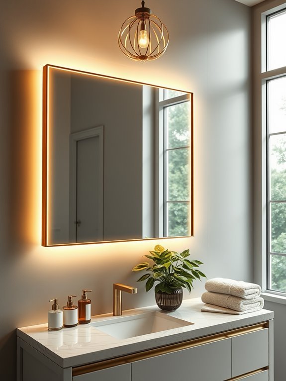 illuminated decorative bathroom mirrors