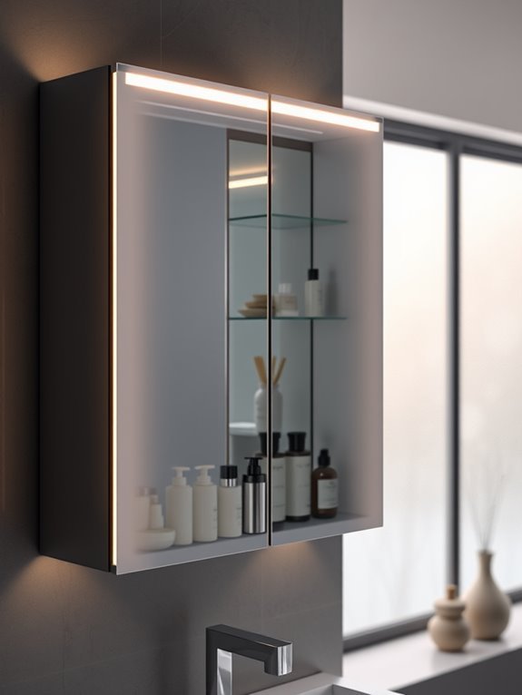 illuminated wall mounted mirror cabinet