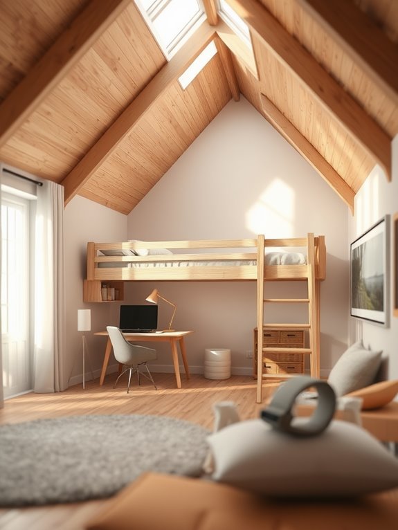 lofted bed for space