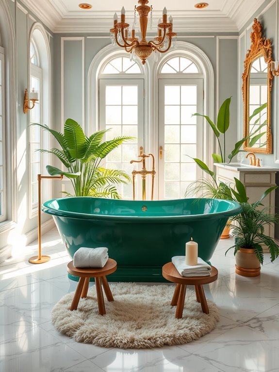 luxurious emerald green tub