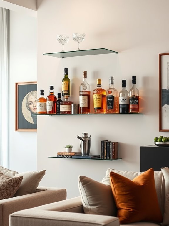 mini bar shelf setup