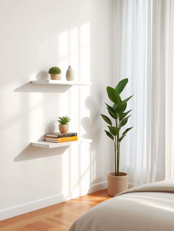 minimalist floating corner shelves
