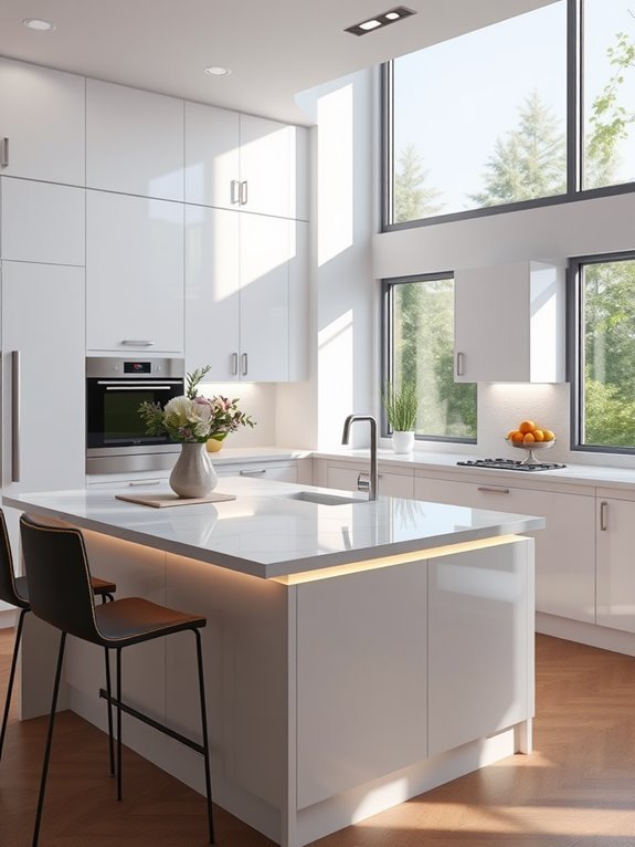 modern illuminated white cabinetry