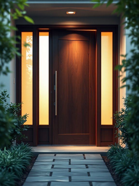 modern wooden doors with glass
