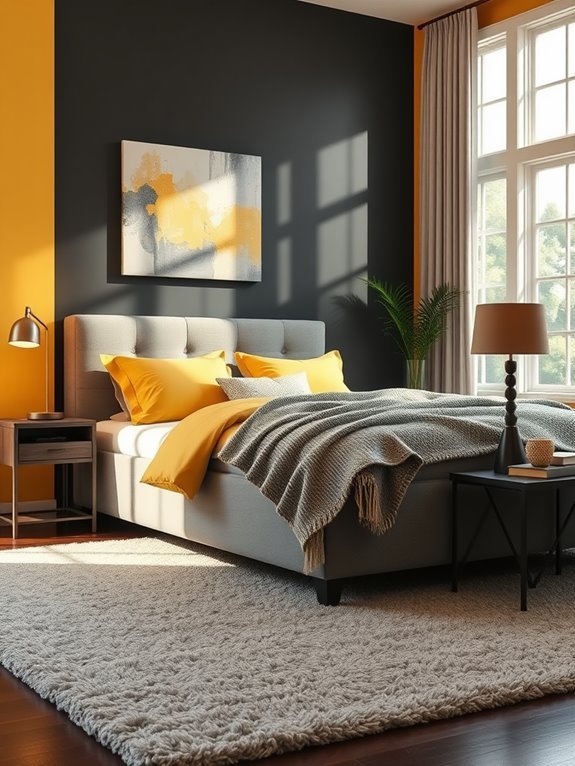 muted yellow with charcoal