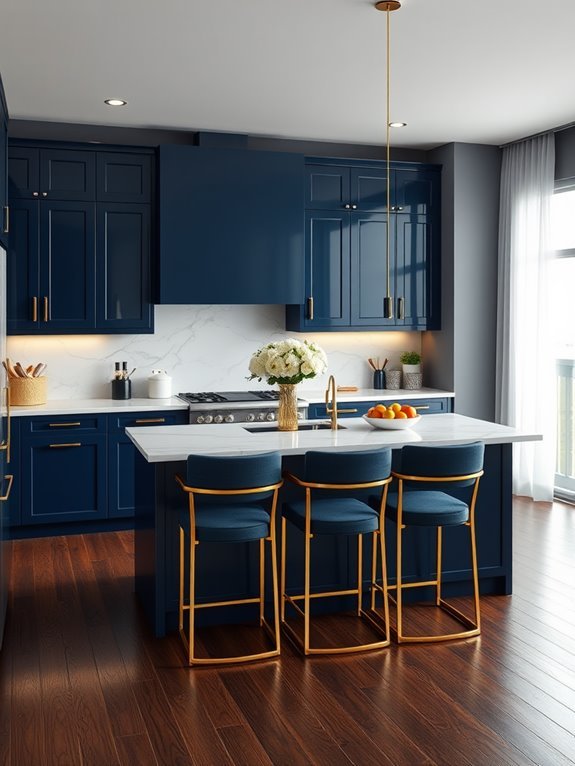 navy blue with gold