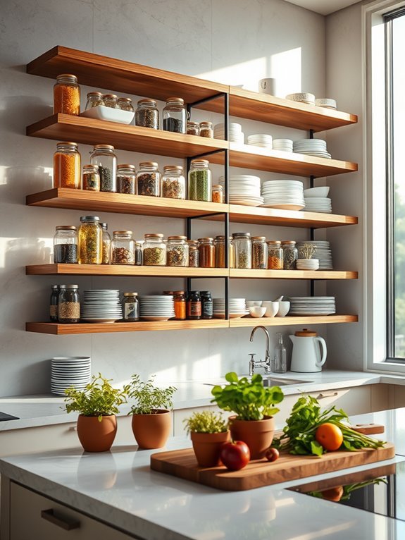 open kitchen shelving convenience